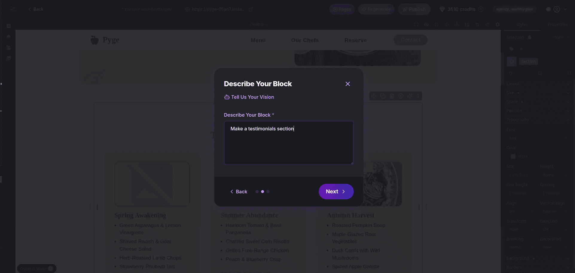 AI Component Generator in action