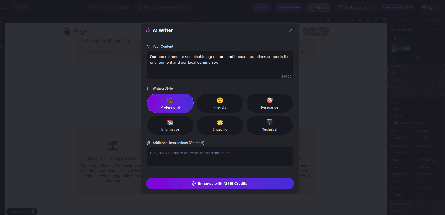 AI Writer generating content